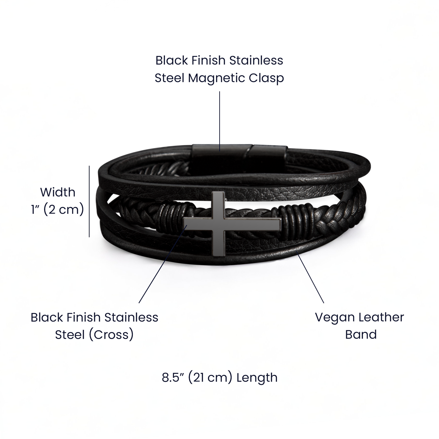 To My Husband - Men's Cross Leather Bracelet