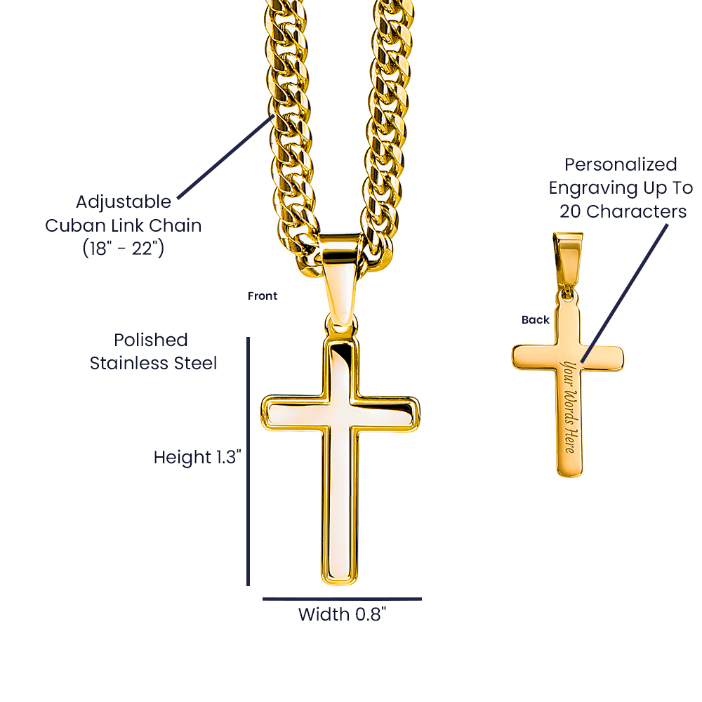 To My Faithful & Honest Husband - Personalized Cross with Cuban Link Chain