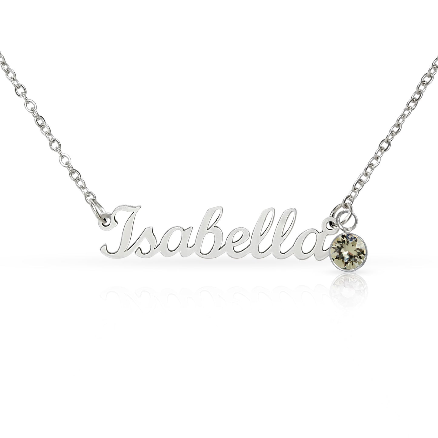 Custom Name Necklace with Single Birthstone