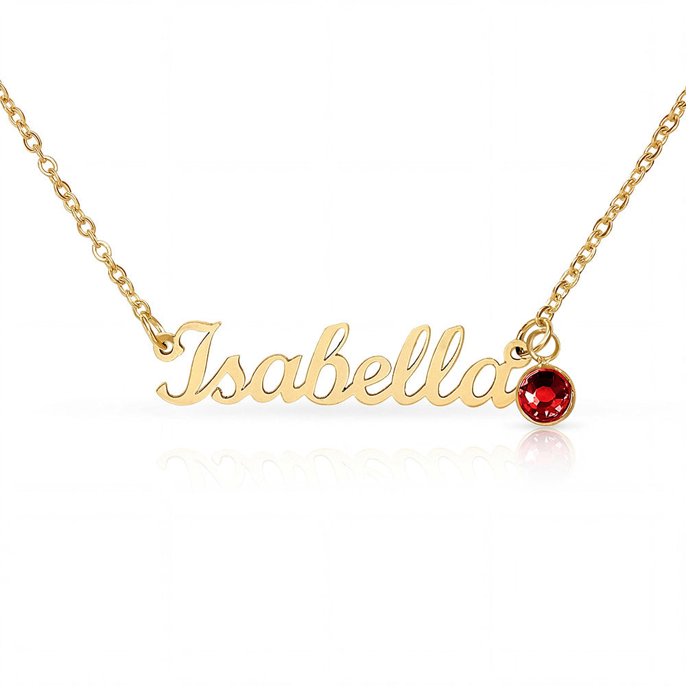 Custom Name Necklace with Single Birthstone