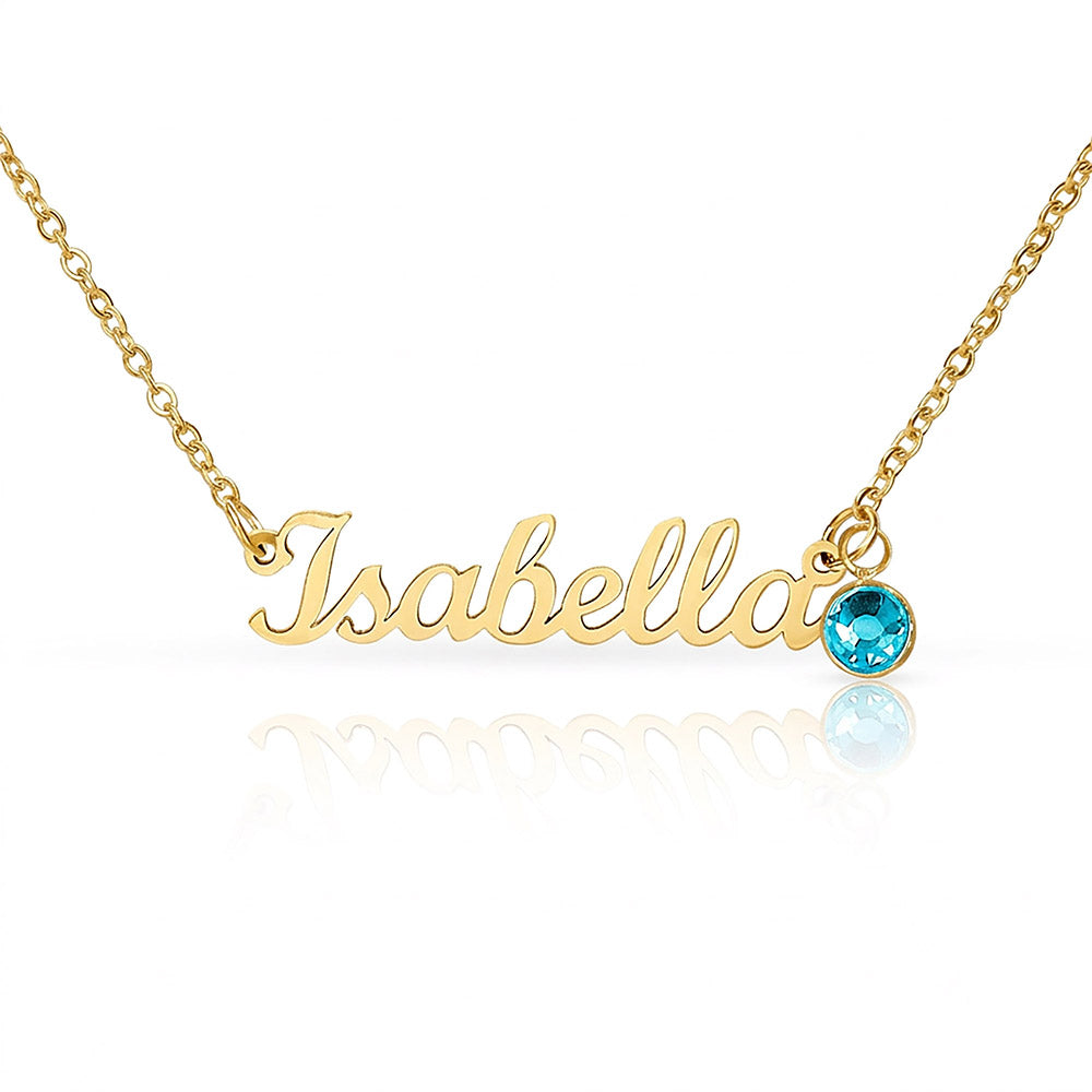 Custom Name Necklace with Single Birthstone