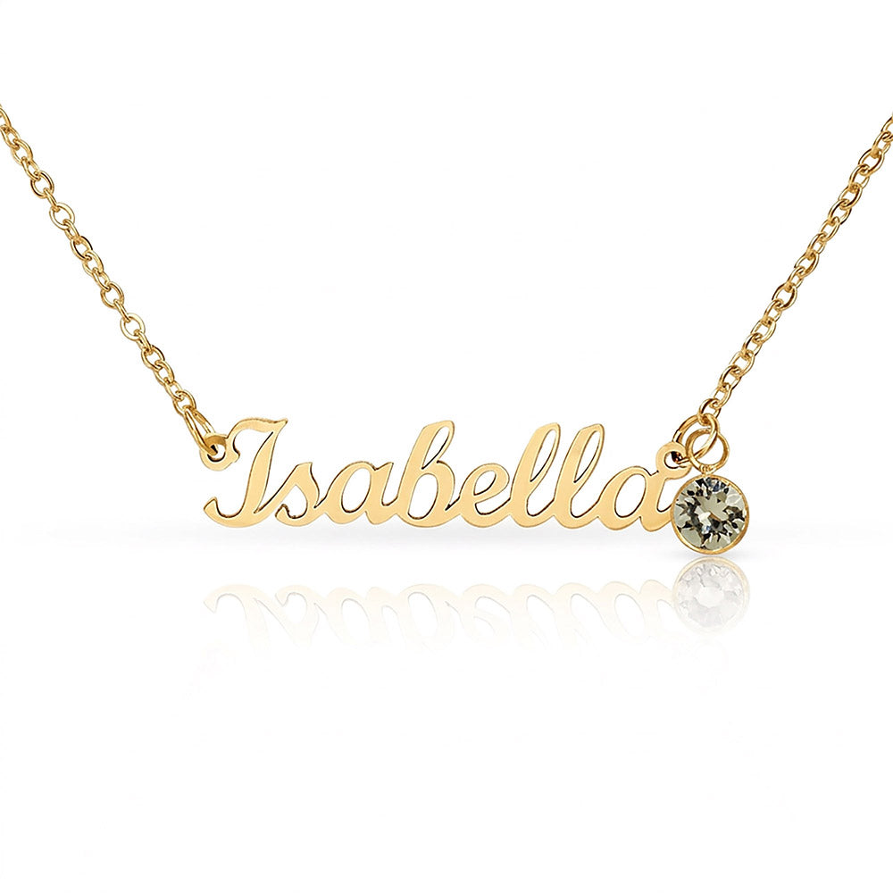 Custom Name Necklace with Single Birthstone