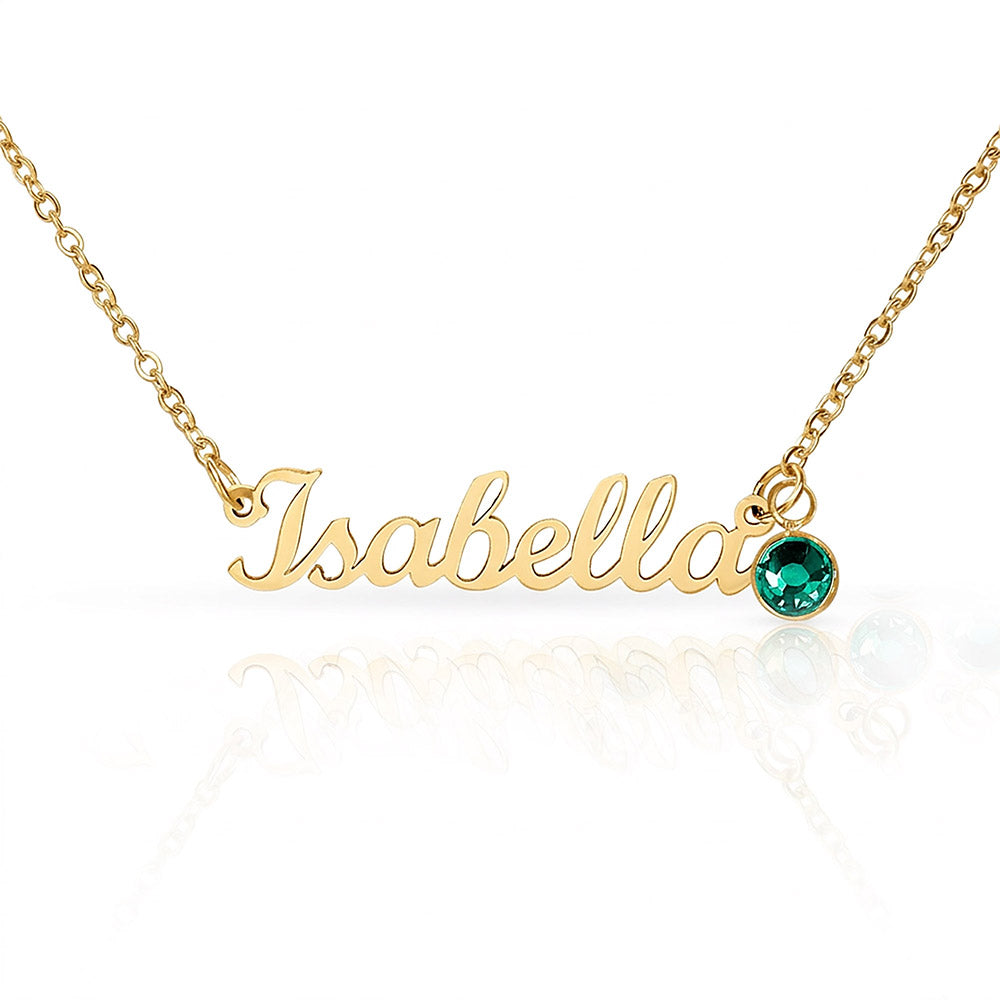 Custom Name Necklace with Single Birthstone