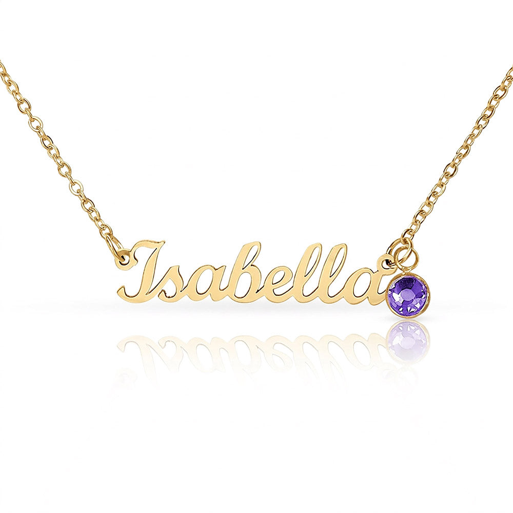 Custom Name Necklace with Single Birthstone