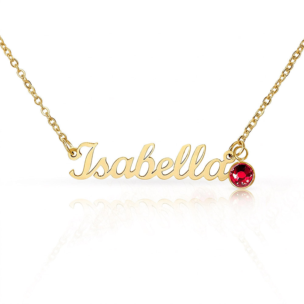 Custom Name Necklace with Single Birthstone