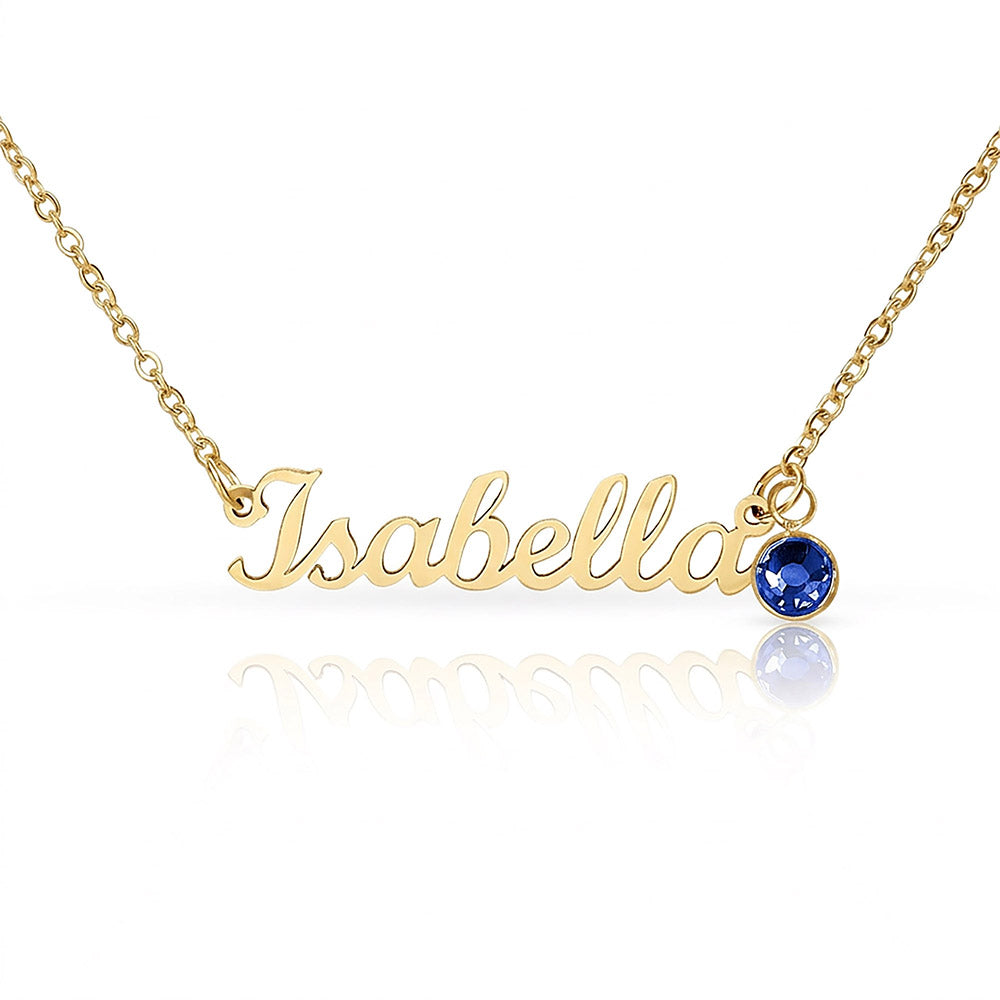 Custom Name Necklace with Single Birthstone