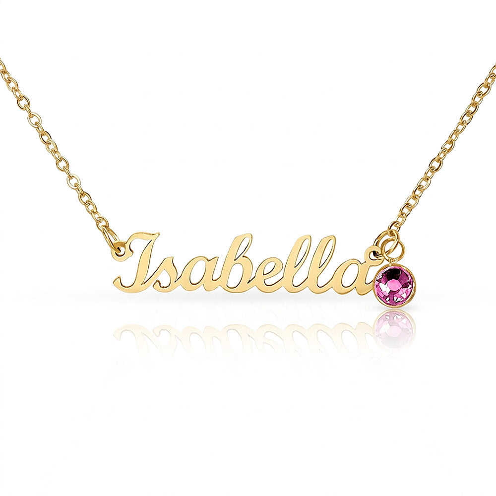 Custom Name Necklace with Single Birthstone