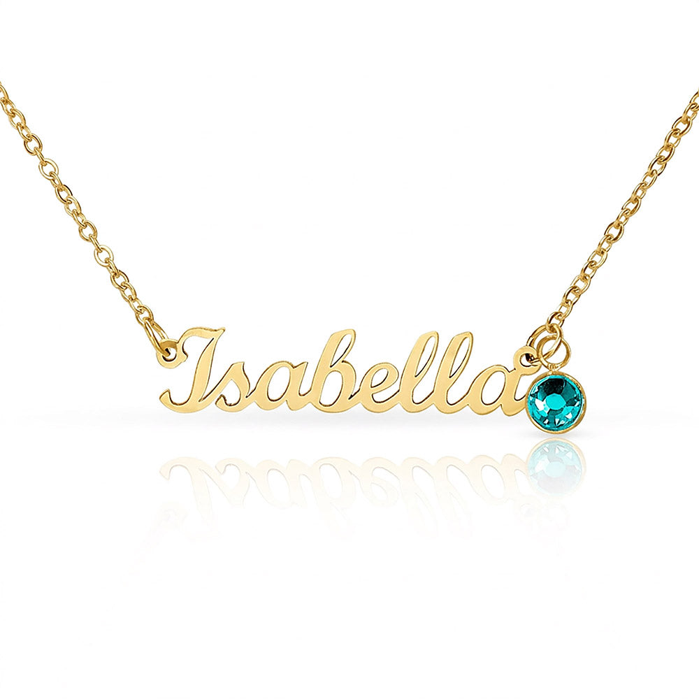 Custom Name Necklace with Single Birthstone