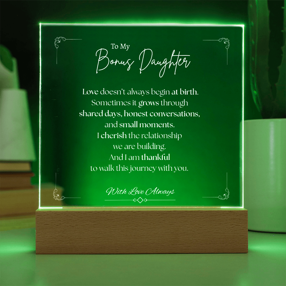 To My Bonus Daughter - Square Acrylic Plaque