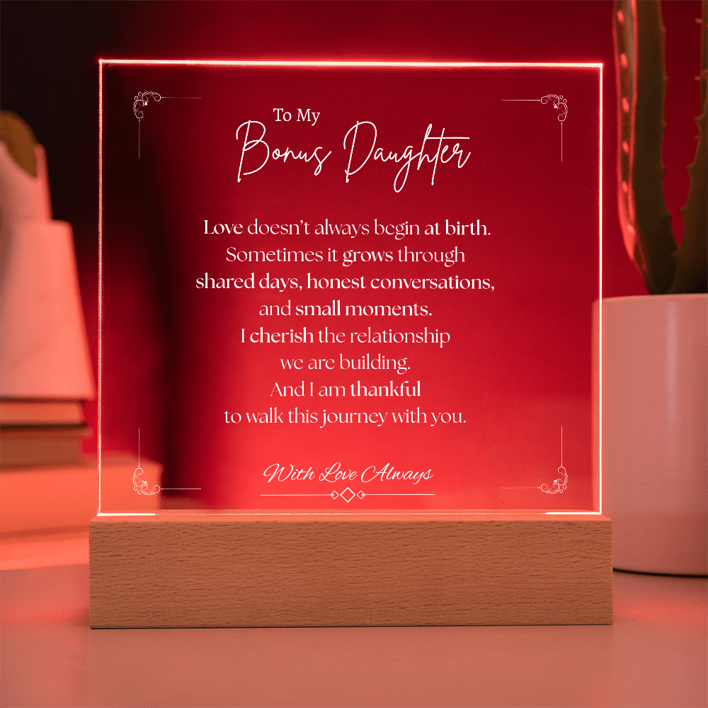 To My Bonus Daughter - Square Acrylic Plaque