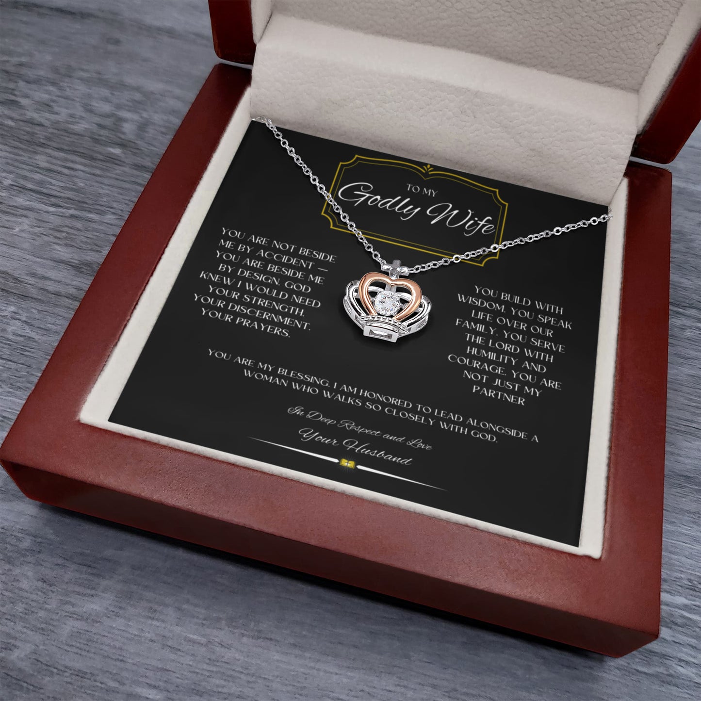 To My Godly Wife -Crown Pendant Necklace