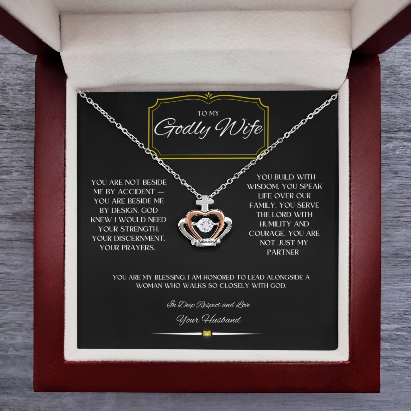 To My Godly Wife -Crown Pendant Necklace