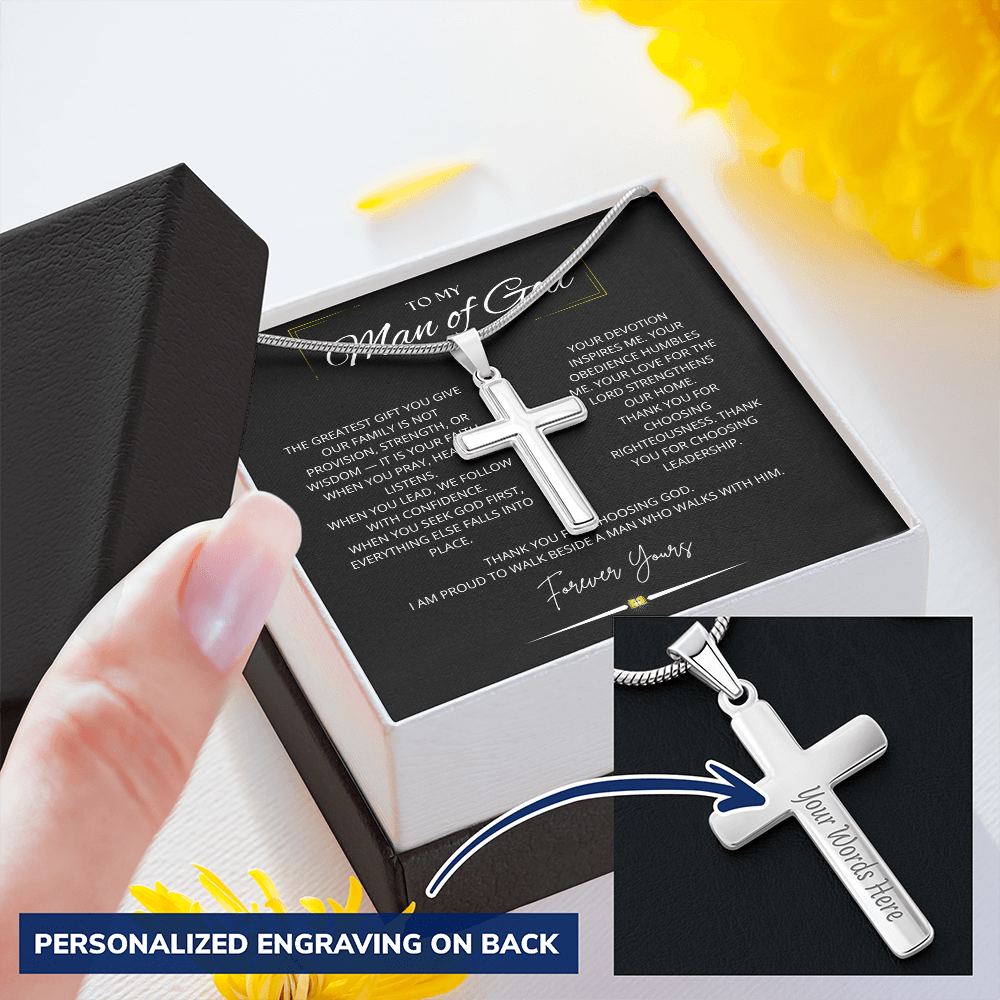 To My Man Of God - Personalized Cross Necklace
