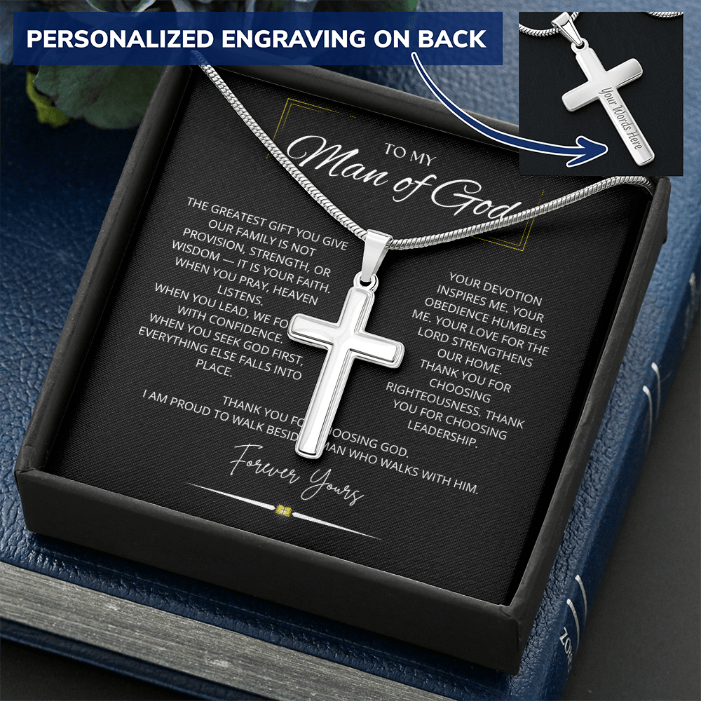 To My Man Of God - Personalized Cross Necklace