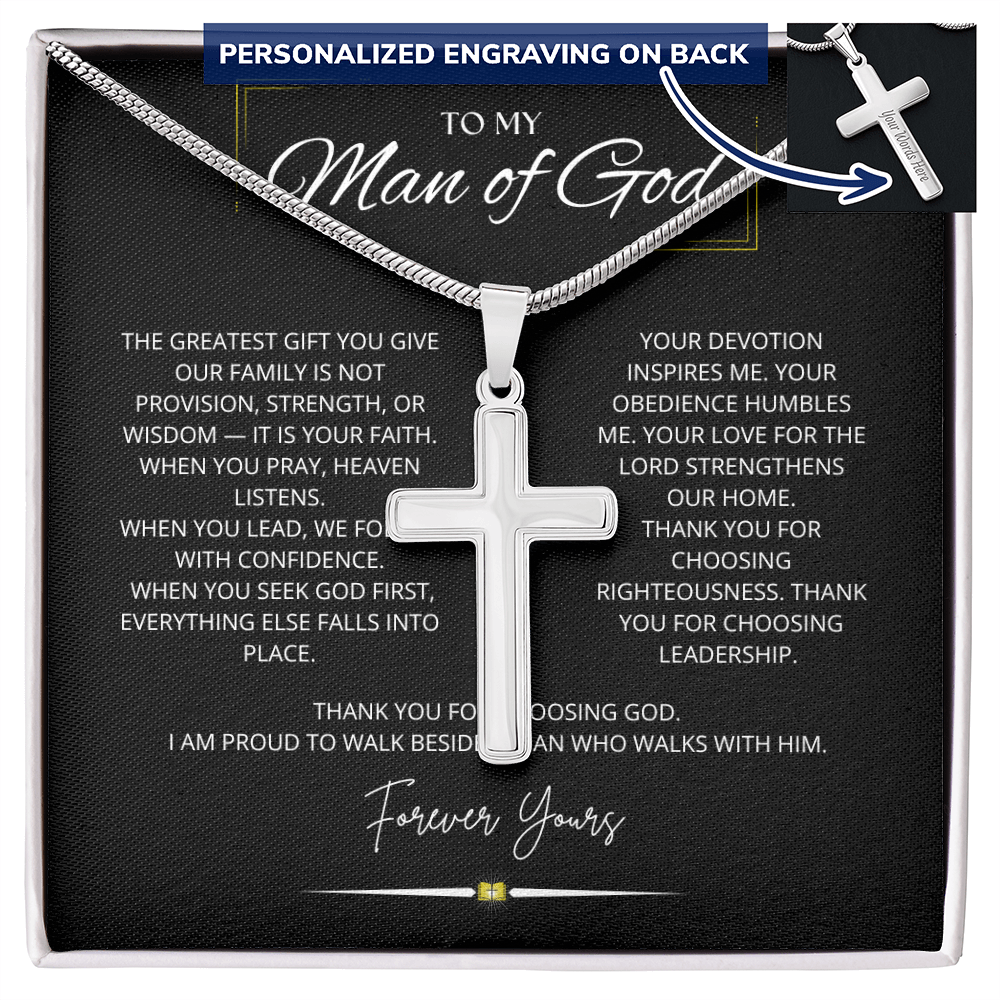 To My Man Of God - Personalized Cross Necklace