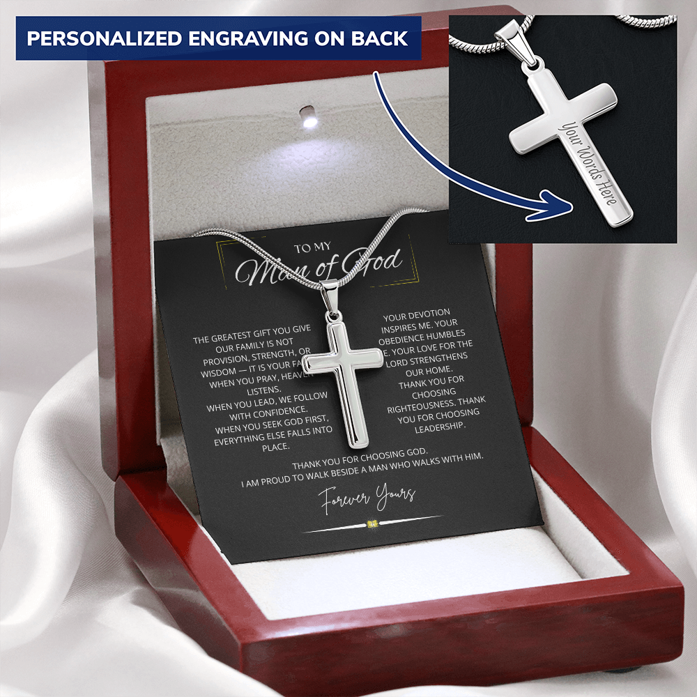 To My Man Of God - Personalized Cross Necklace