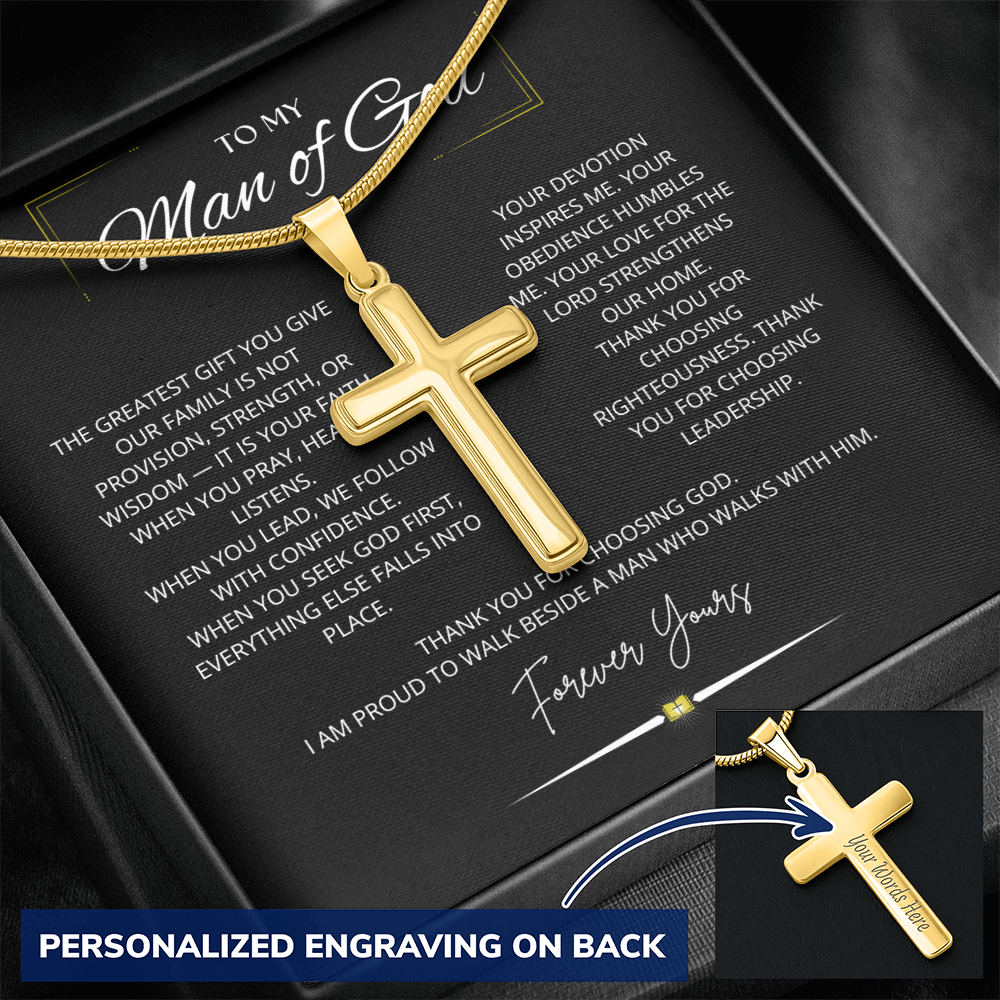 To My Man Of God - Personalized Cross Necklace