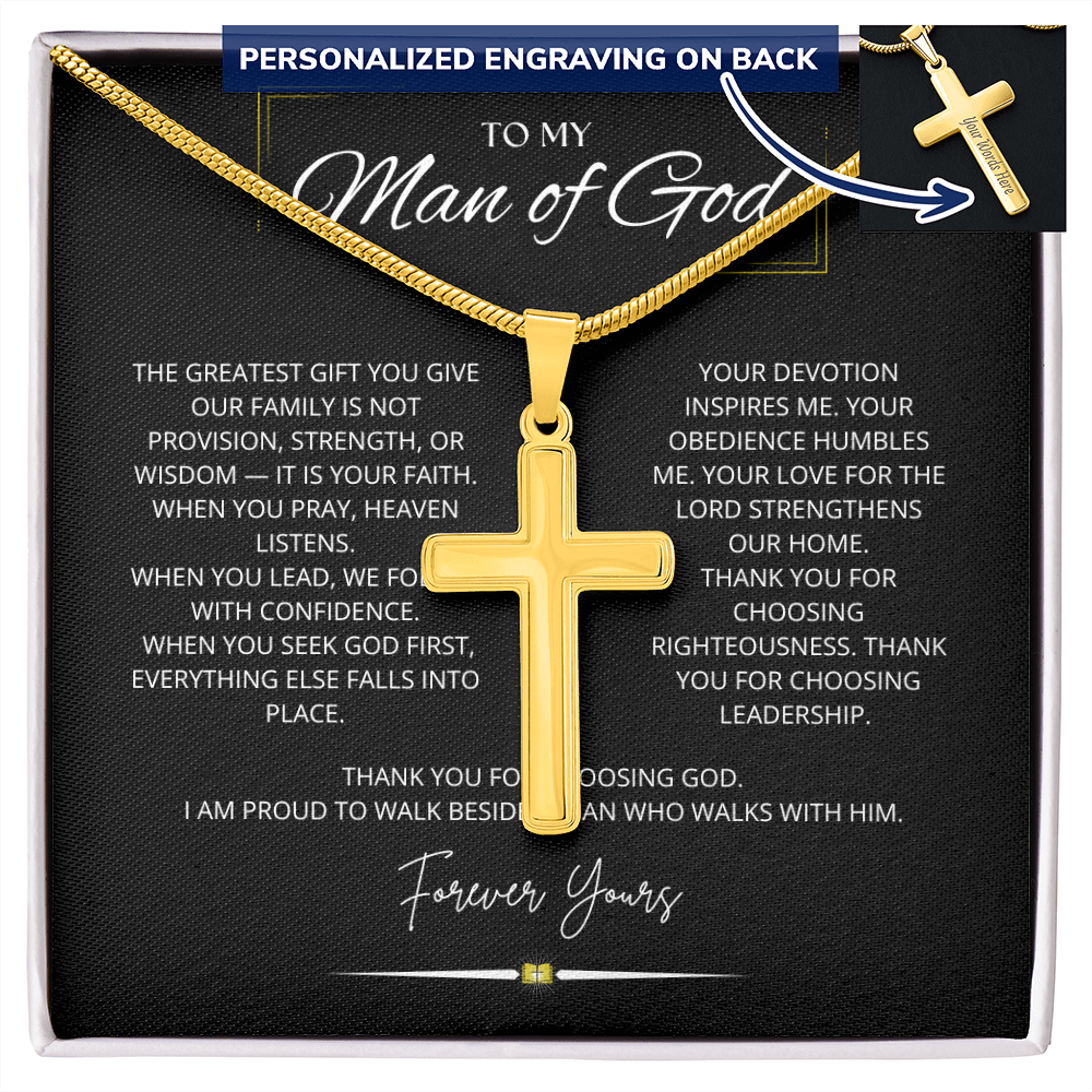 To My Man Of God - Personalized Cross Necklace