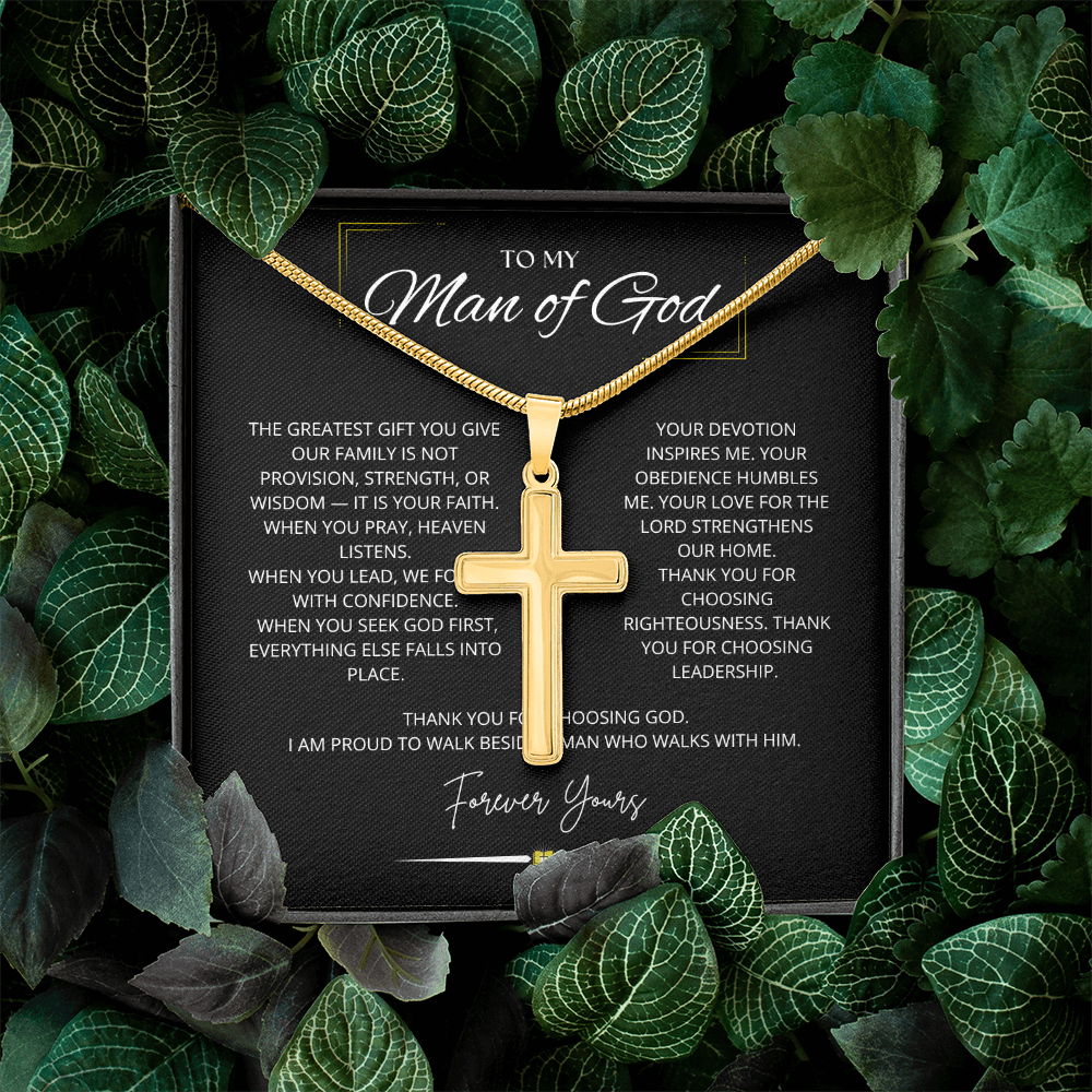 To My Man Of God - Personalized Cross Necklace