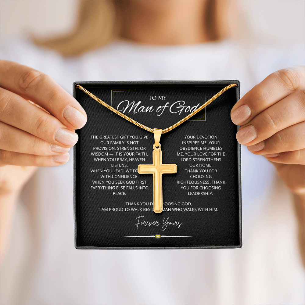 To My Man Of God - Personalized Cross Necklace